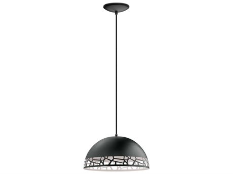 Eglo Savignano 1-Light Matte Black White Dome Pendant