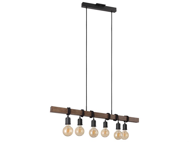 Eglo Violon 6-Light Black Dark Brown Linear Island Pendant