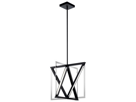 Elan Axis Matte Black Chrome LED Geometric Pendant