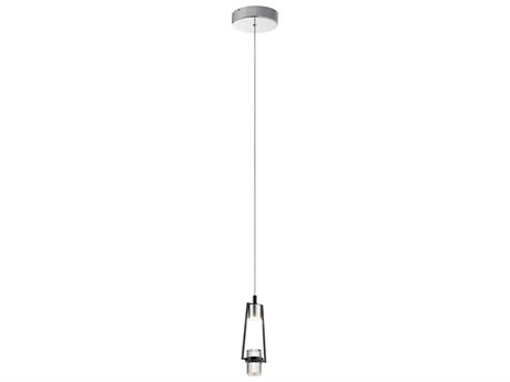 Elan Ayse 1-Light Matte Black Crystal LED Cylinder Mini Pendant