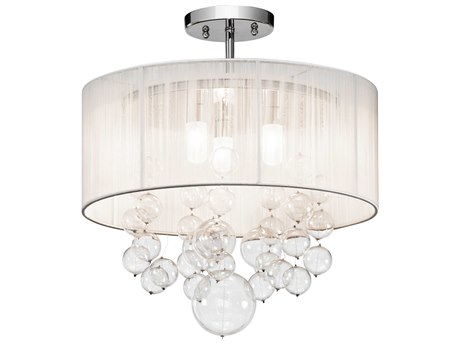 Elan Imbuia 3-Light Chrome Glass Globe Semi Flush Mount