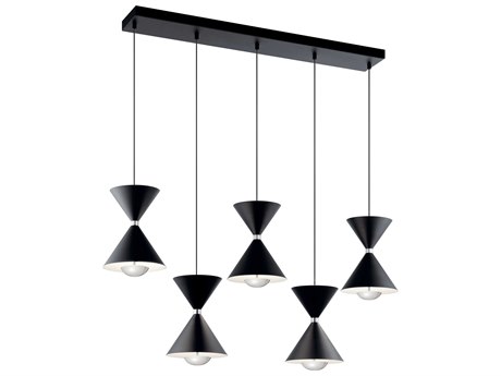 Elan Kordan 5-Light Matte Black LED Linear Island Pendant