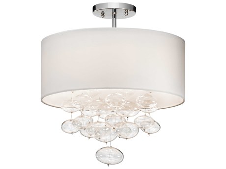 Elan Piatt 3-Light Chrome Glass Globe Semi Flush Mount