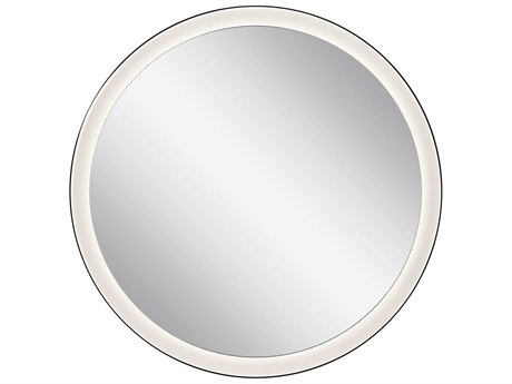 Elan Ryame Matte Black Round LED Wall Mirror