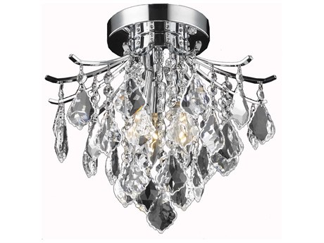 Elegant Lighting Amelia 3-Light Chrome Crystal Flush Mount