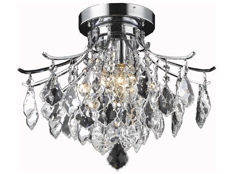 Elegant Lighting Amelia 3-Light Chrome Crystal Flush Mount