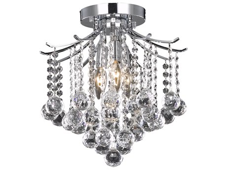 Elegant Lighting Amelia 3-Light Chrome Crystal Flush Mount