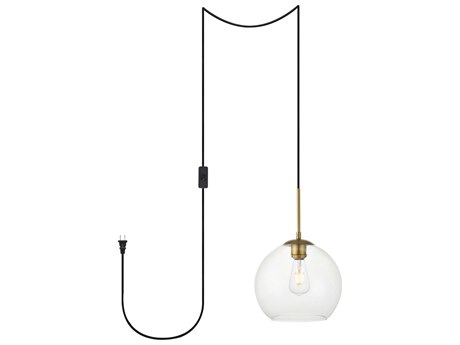 Elegant Lighting Baxter 1-Light Brass Clear Glass Globe Mini Pendant