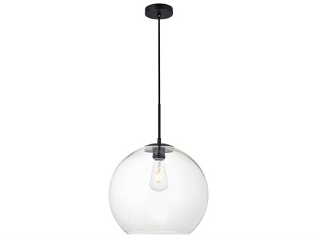 Elegant Lighting Baxter 1-Light Black And Clear Glass Pendant