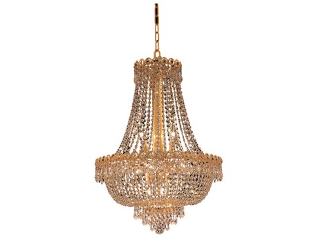 Elegant Lighting Century 12-Light Gold Clear Crystal Candelabra Empire Chandelier