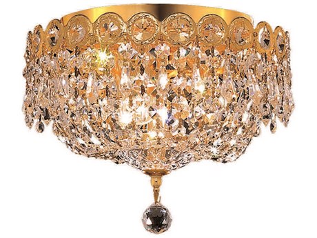 Elegant Lighting Century Gold Clear Crystal Bowl Flush Mount