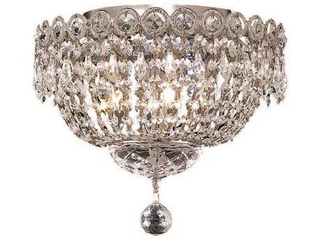 Elegant Lighting Century Chrome Clear Crystal Bowl Flush Mount