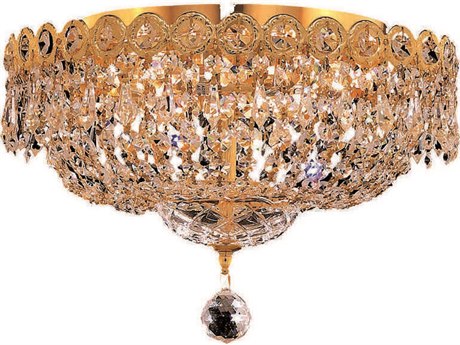 Elegant Lighting Century Gold Clear Crystal Bowl Flush Mount