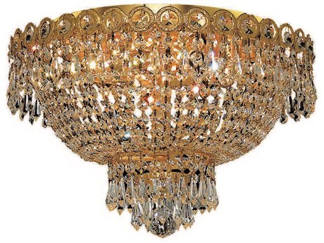 Elegant Lighting Century Gold Clear Crystal Bowl Flush Mount