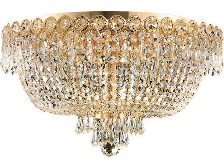 Elegant Lighting Century Gold Clear Crystal Bowl Flush Mount