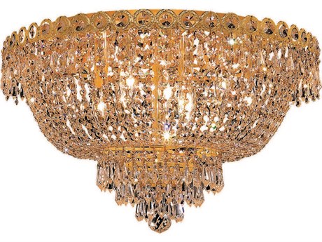 Elegant Lighting Century Gold Clear Crystal Bowl Flush Mount
