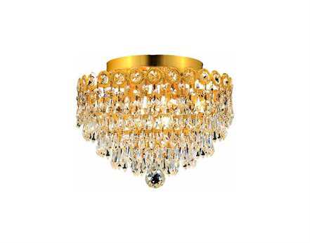 Elegant Lighting Century Gold Clear Crystal Bowl Flush Mount