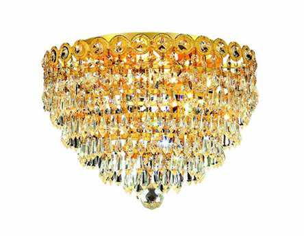 Elegant Lighting Century Gold Clear Crystal Bowl Flush Mount