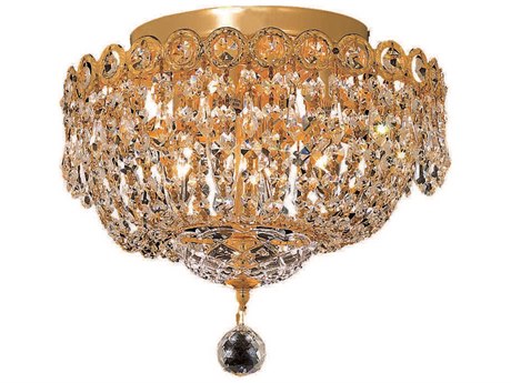 Elegant Lighting Century Gold Clear Crystal Bowl Semi Flush Mount
