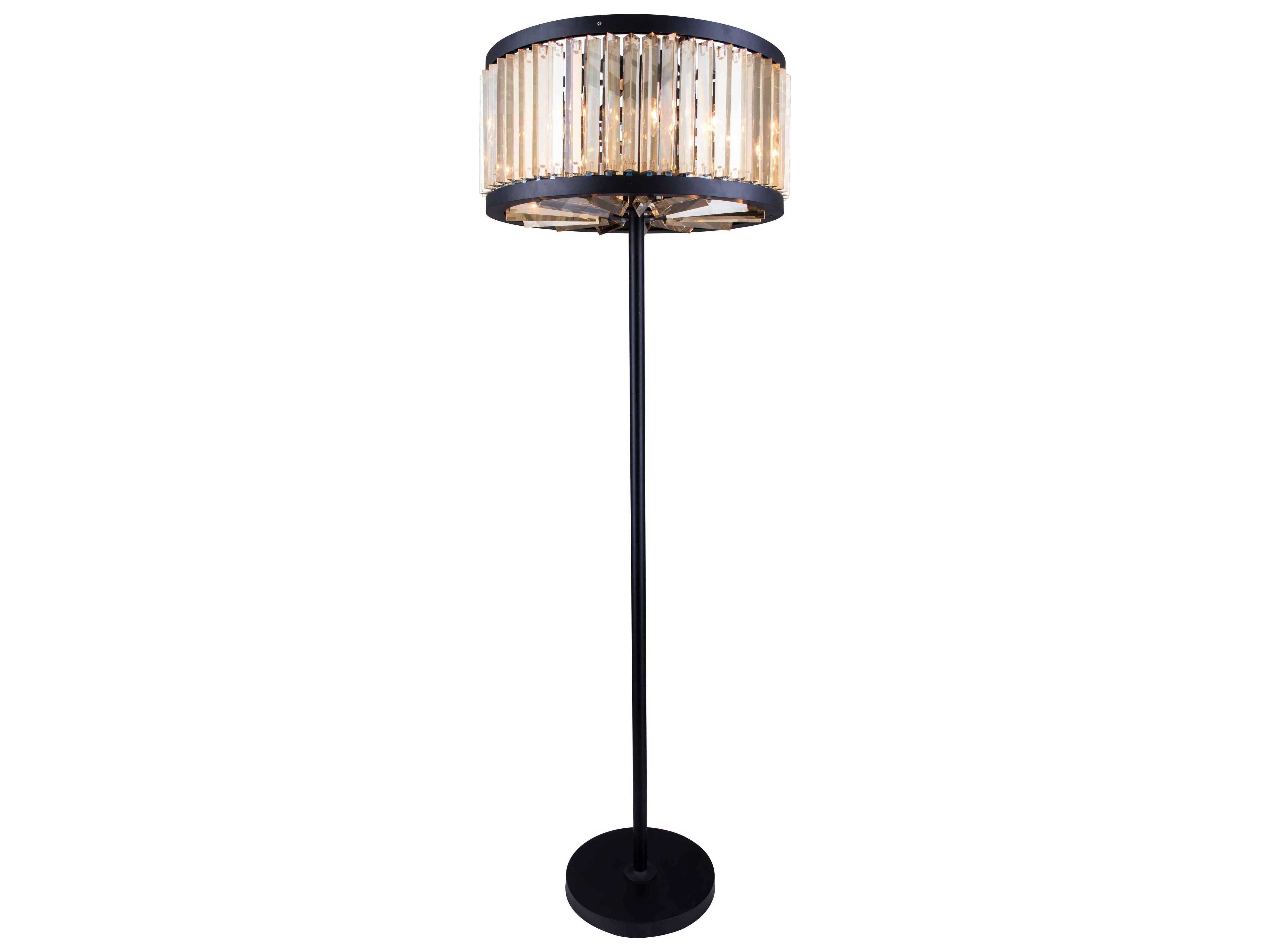 Elegant Lighting Chelsea Mocha Brown Golden Teak Crystal Six Lights Floor Lamp