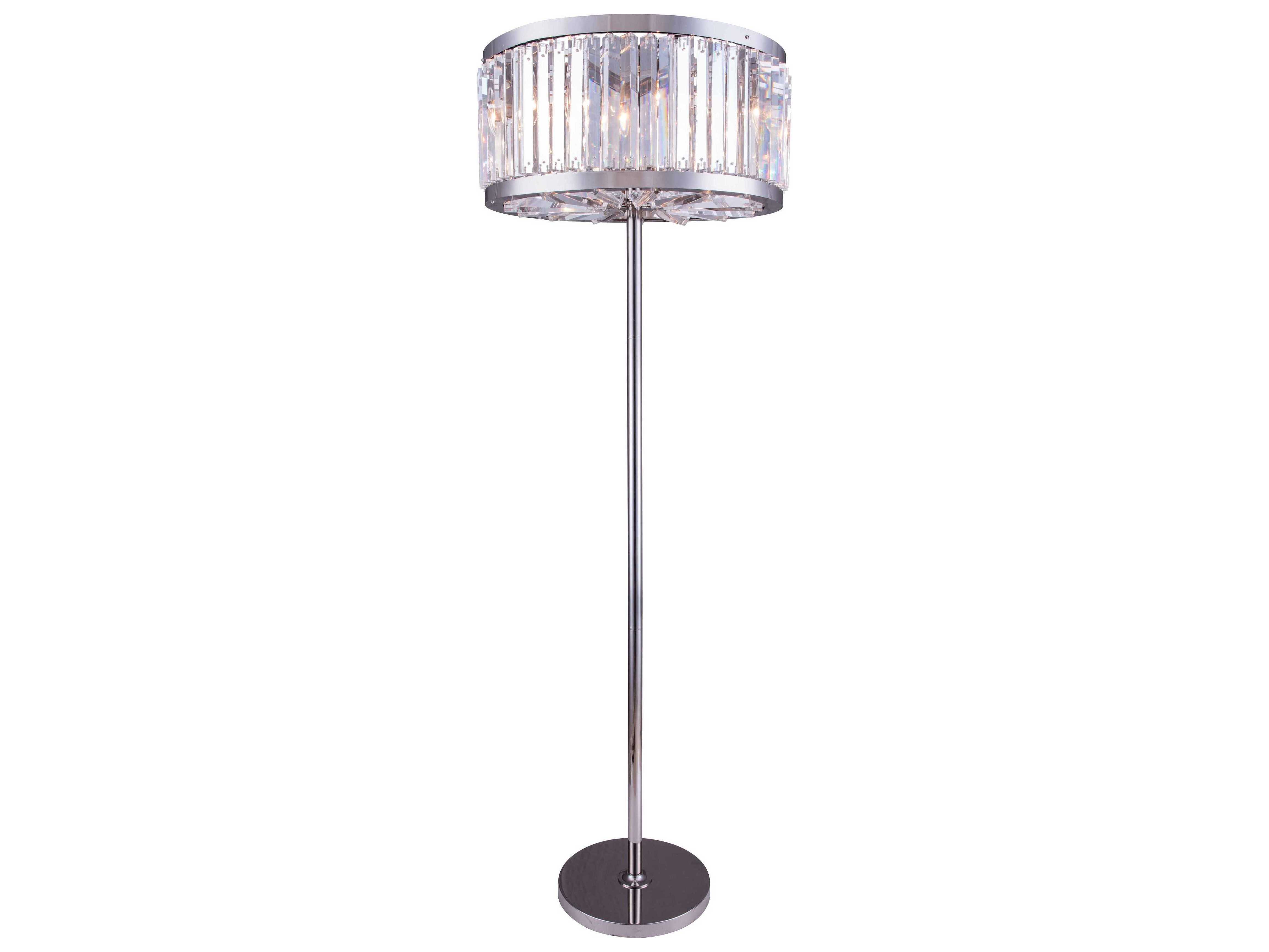 Elegant Lighting Chelsea Polished Nickel Clear Crystal Six Lights Floor Lamp