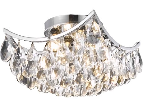Elegant Lighting Clara 4-Light Chrome Crystal Bowl Flush Mount