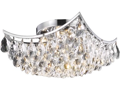 Elegant Lighting Clara 4-Light Chrome Crystal Bowl Flush Mount
