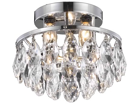 Elegant Lighting Clara 3-Light Chrome Crystal Bowl Flush Mount