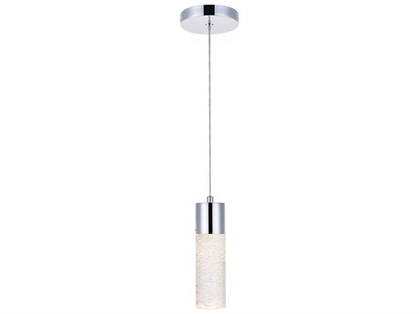 Elegant Lighting Constellation 1-Light Chrome Clear Glass LED Cylinder Mini Pendant