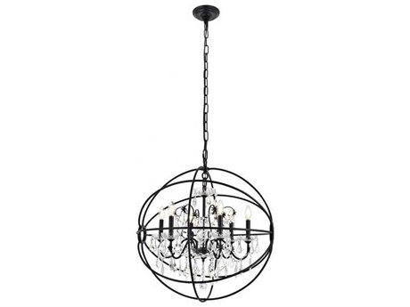 Elegant Lighting Cordelia 6-Light Black Clear Crystal Candelabra Globe Chandelier
