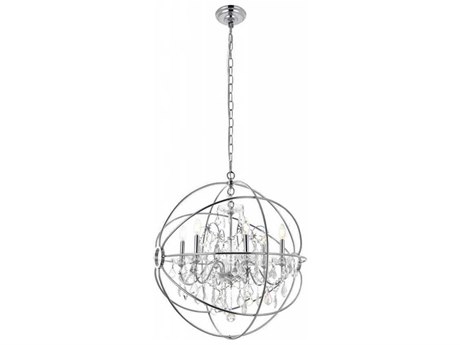 Elegant Lighting Cordelia 6-Light Chrome Clear Crystal Candelabra Globe Chandelier