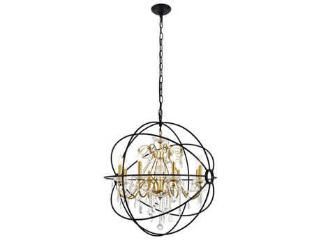Elegant Lighting Cordelia 8-Light Black And Gold Clear Crystal Candelabra Globe Chandelier