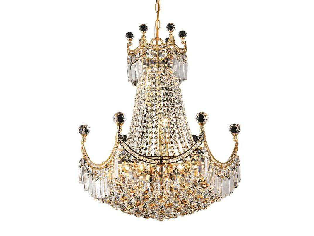 Elegant Lighting Corona Royal Cut Gold & Crystal Nine ...