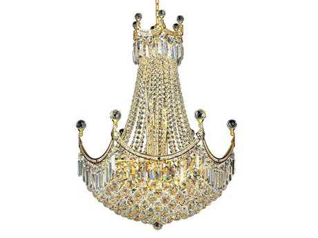 Elegant Lighting Corona 15-Light Gold Clear Crystal Empire Chandelier