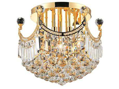 Elegant Lighting Corona Gold Clear Crystal Bowl Semi Flush Mount