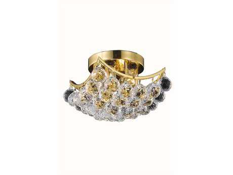 Elegant Lighting Corona Gold Clear Crystal Bowl Semi Flush Mount