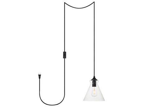Elegant Lighting Destry 1-Light Black Glass Mini Pendant