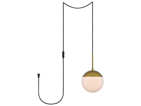 Elegant Lighting Eclipse 1-Light Brass And Frosted White Glass Globe Mini Pendant