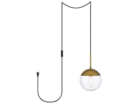 Elegant Lighting Eclipse 1-Light Brass And Clear Glass Globe Mini Pendant