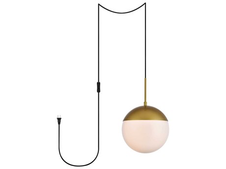 Elegant Lighting Eclipse 1-Light Brass And Frosted White Glass Globe Mini Pendant