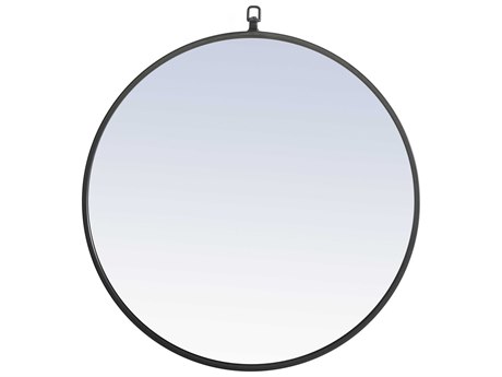 Elegant Lighting Eternity Black Round Wall Mirror