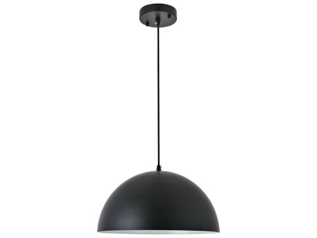Elegant Lighting Forte 1-Light Black Bowl Dome Pendant