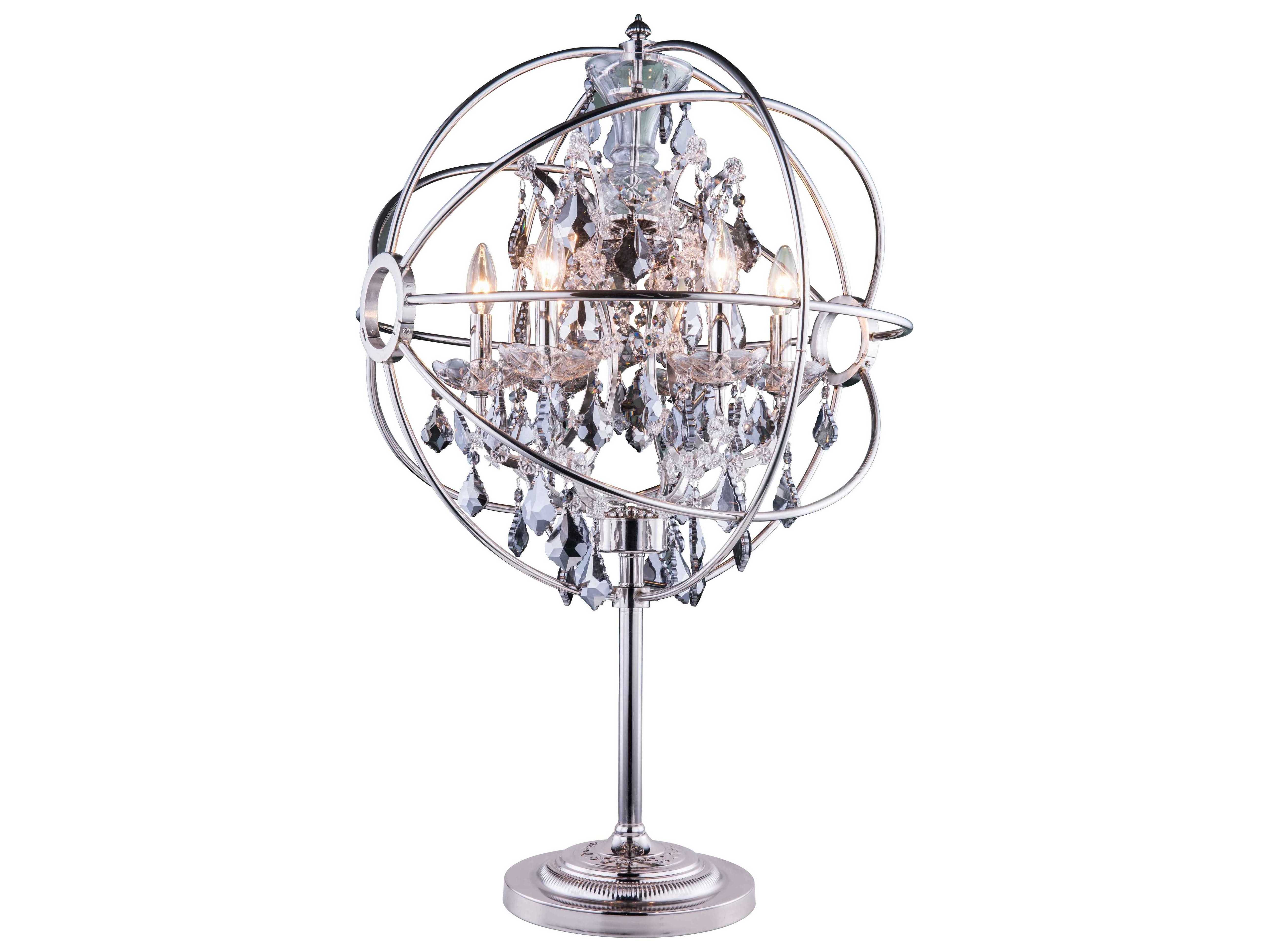 Elegant Lighting Geneva Polished Nickel & Silver Shade Crystal Six