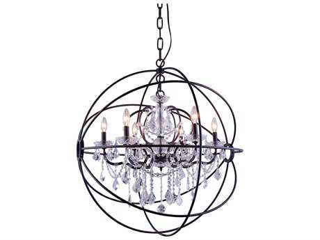 Elegant Lighting Geneva 6 -light Dark Bronze Crystal Candelabra Chandelier