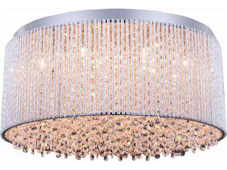 Elegant Lighting Influx 1-Light Chrome Crystal Drum Flush Mount