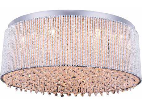 Elegant Lighting Influx 1-Light Chrome Clear Crystal Drum Flush Mount