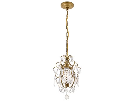 Elegant Lighting Kirin 1-Light Bronze Crystal Mini Pendant