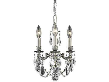 Elegant Lighting Lille 3-Light Pewter Clear Crystal Candelabra Chandelier