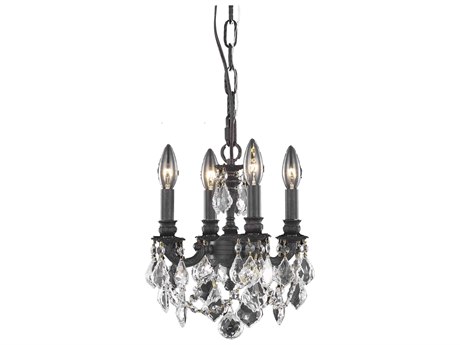 Elegant Lighting Lille 4-Light Dark Bronze Crystal Candelabra Chandelier