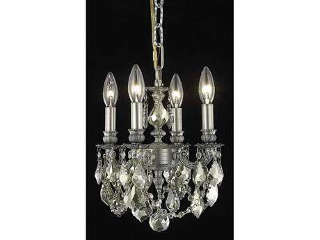 Elegant Lighting Lille 4-Light Pewter Gold Crystal Candelabra Chandelier